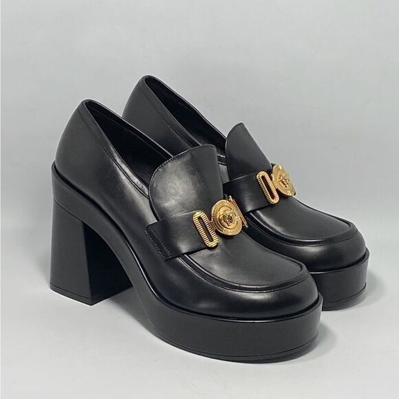 Versace Logo Leather Platform Pumps size 40 - Picture 7 of 15